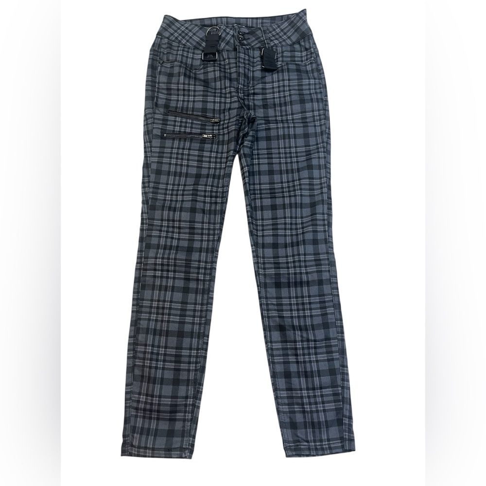Hot Topic HT Denim High Rise Super Skinny Black Gray Plaid Goth Emo Pants size 5